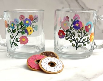 Coffee Mug Hand Painted Flowers