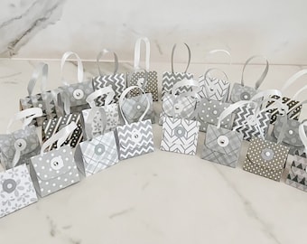 Set of 24 Silver/Grey and White Purse Party Favors with Hershey Nugget Candy