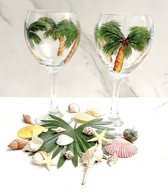 Palm Trees (20 Oz) Wine Glass Hand Painted - Etsy