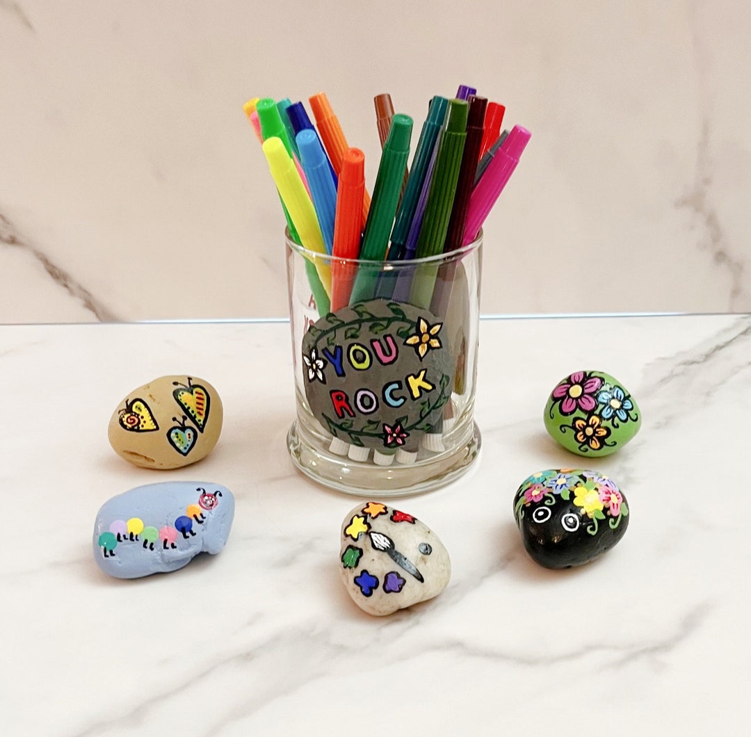 Personalized Rock Painter Paint Pen Holder: Hand Painted Glass Brush ...