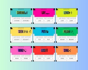 Tarjetas didácticas de 105 verbos irregulares: gramática inglesa (PDF)