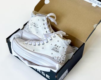 Benutzerdefinierte Braut Brautschuhe Sneakers - Perle & Strass Hochzeitsschuhe
