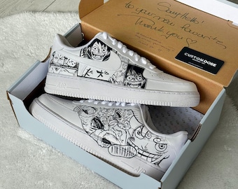 One Piece Manga Air Force 1 - Handbemalte Ruffy & Zoro Nike Sneakers