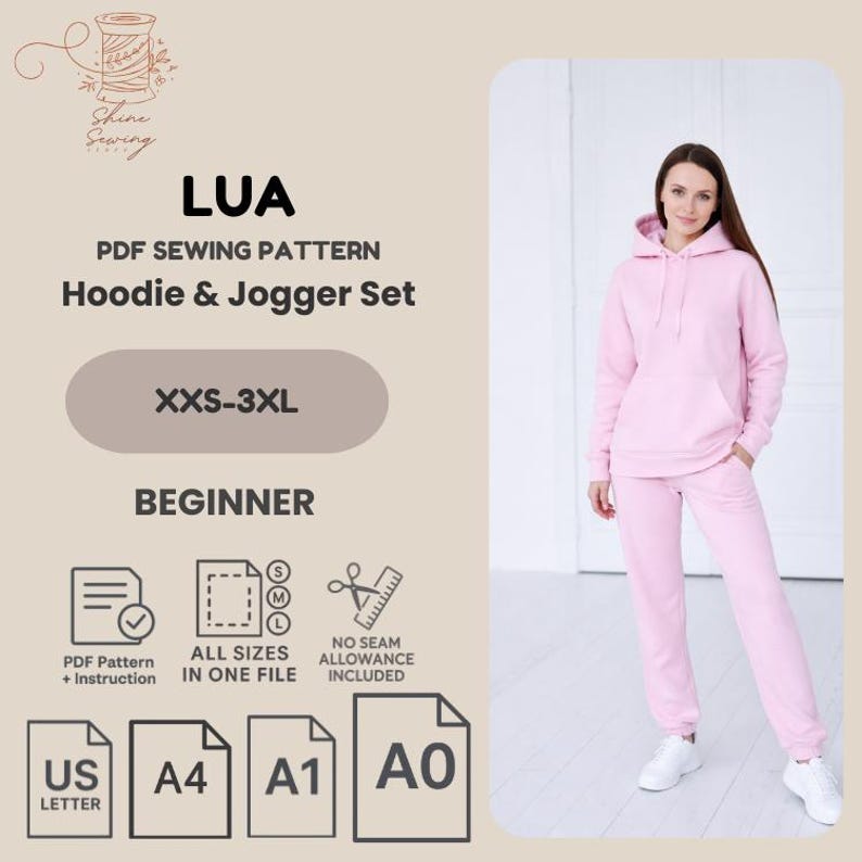 Tracksuit Pattern Pdf Hoodie and Jogger Sewing Pattern: Women's Tracksuit (PDF Pattern XXS ...