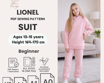 Teen Tracksuit Sewing Pattern 13-15Y | Hoodie & Pants PDF | DIY Teen Girl Outfit