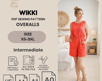 Naaipatroon gebreide damesoverall: romper voor beginners (pdf-patroon, XS-3XL)