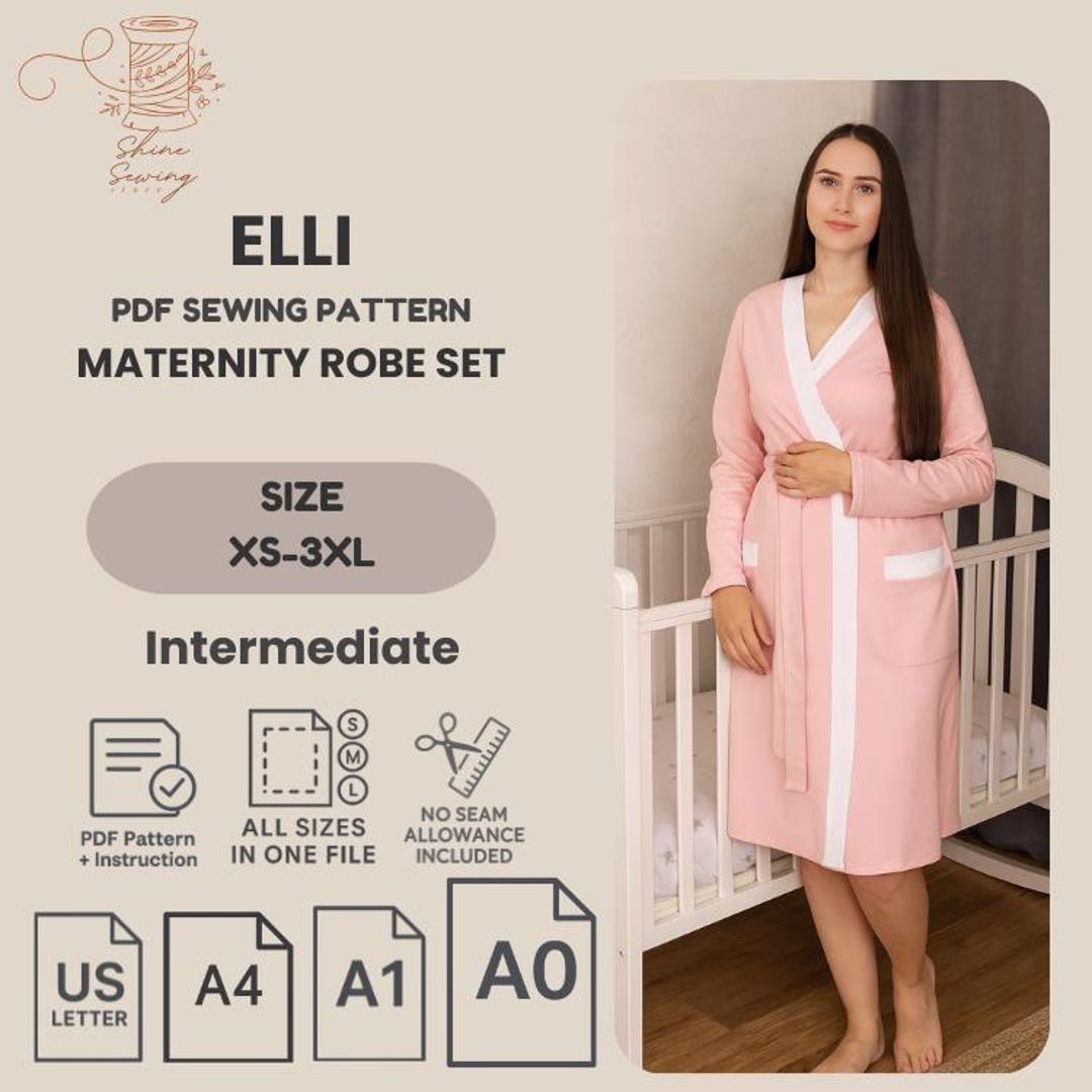 Baby Robe Pattern Maternity Nursing Robe & Dress PDF Pattern: XS-3XL Easy Sewing - Etsy