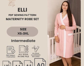 Szlafrok i sukienka do karmienia piersią – wzór PDF: XS-3XL – łatwe szycie