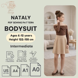 Girls Leotard Sewing Pattern PDF: Ballet Dancewear Costume (Sizes 6Y-12Y, A4/A0/A1 Printable)