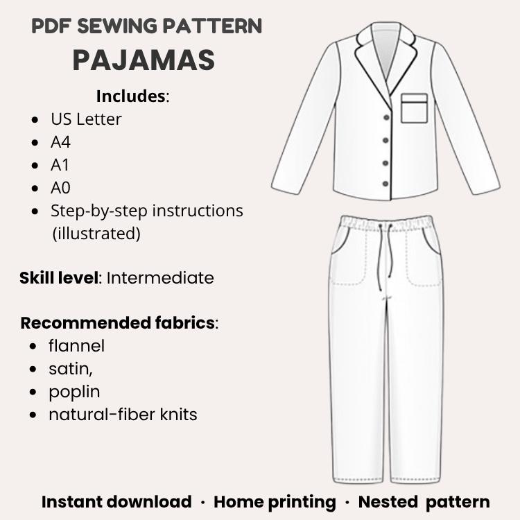 Toddler Pajama Set Sewing Pattern PDF: Sizes 1-6 Years (instant ...