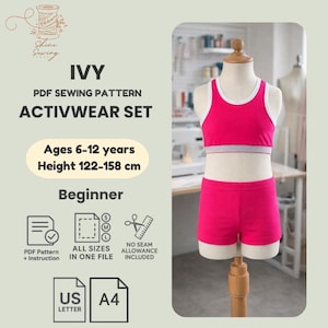 Mädchen Unterwäsche PDF Häkelmuster: Tank & Shorts im Set (6J-12J)