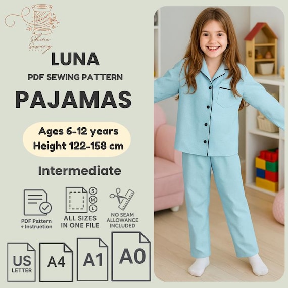 GOSO Pyjama voor meisjes, 140, 146, 152, 164, pyjama's, schattige pyjama's voor tieners, cartoonprint, tops en lange broek, Big Tween Girl Nightwear set, beige #1, 9 Jaar