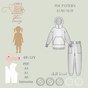 Suit for kids - Kids Tracksuit Pattern PDF | Ages 6-12 Years | Boys & Girls Loungewear | Easy to Sew | Digital Sewing File