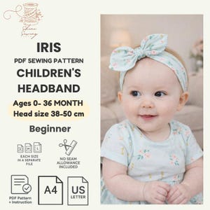 PDF Sewing Pattern Baby Headband 0–36M | Easy Bow Headband for Girls | Digital Download | A4 US Letter | Instructions