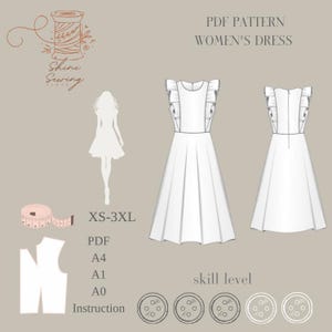 PDF Sewing Pattern Woman&#39;s Sundress  | Summer Dress Pattern XS-3XL | Beginner Friendly Dress Pattern | Instant Download