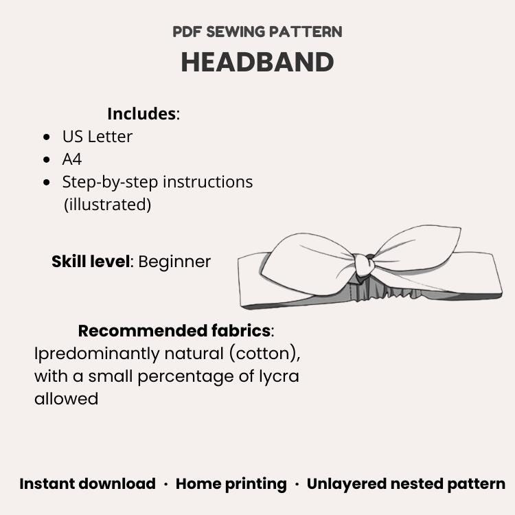 PDF Sewing Pattern Baby Headband 0–36M | Easy Bow Headband for Girls ...