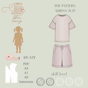 Kids T-Shirt Shorts Pattern PDF | Ages 6-12 Years | Comfy Summer Set | DIY Clothes for Boys & Girls | Beginner Friendly