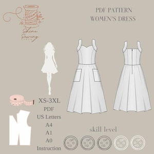 PDF Sewing Pattern Woman&#39;s Sundress OLGA | Summer Dress Pattern XS-3XL | Beginner Friendly Dress Pattern | Instant Download