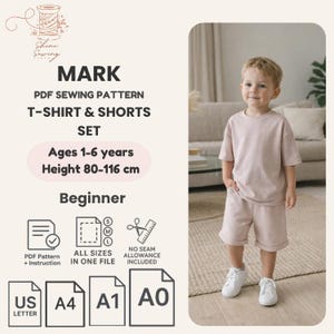 Kids T-Shirt & Shorts Sewing Pattern | Beginner Friendly, Ages 1-6
