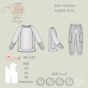 Suit for kids - Kids Tracksuit Pattern PDF | Ages 6-12 Years | Boys & Girls Loungewear | Easy to Sew | Digital Sewing File