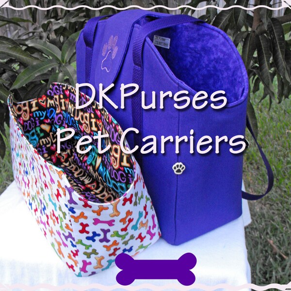 I Love My Dog 3 in 1 Purple Canvas Dog Carrier Pet Tote with Reversible Doggies Print Cover Ready To Ship  Interchangeable Covers