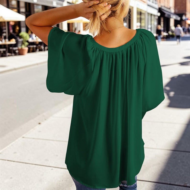 Chiffon Flutter Sleeve Blouse: Lightweight V-Neck Summer Top image 8
