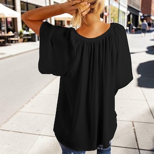 Chiffon Flutter Sleeve Blouse: Lightweight V-Neck Summer Top image 5