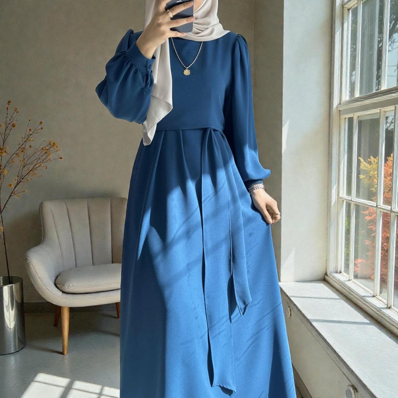 chinese dress ladies Beige wool oversize maxi dress with collar, Wiccan mantle dress, plus –  ScarfTurbanHijab main image 1