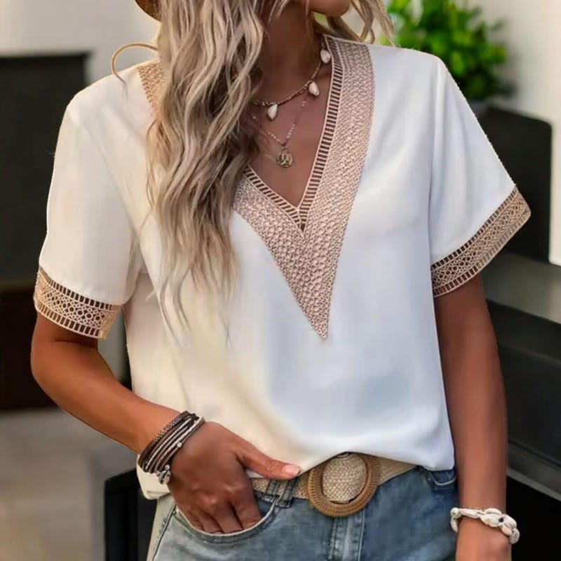 Light Denim Embroidered Blouse