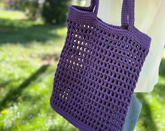 Handmade Crochet Cotton Shoulder Bag. Colorful Knit Tote. Granny Square Bag. Christmas Gift
