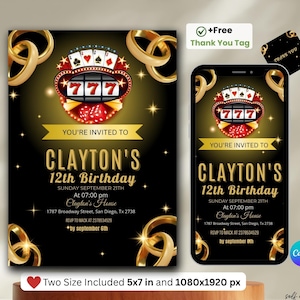 Editable Casino Birthday Invitation, Casino Night Invitation, Casino Poker Invitation, 30th 40th 50th Poker Birthday Party,Casino Retirement