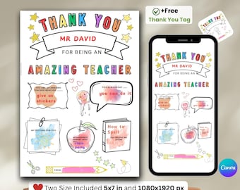 Pagina da colorare stampabile per ringraziare gli insegnanti, regalo stampabile per la settimana di apprezzamento degli insegnanti, tutto sul mio insegnante, regali di ringraziamento per gli insegnanti