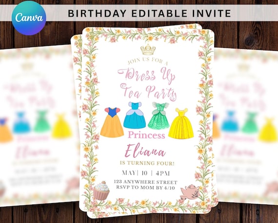 dress up tea party birthday invitations Fairies and Pixies Magical Dress Up Tea Party Birthday Printed Invitations  and Thank You Cards