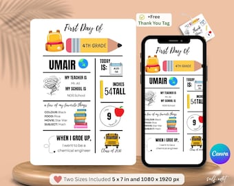 Editable First and Last Day of School Sign, Templates With Child Details, Personalized First Day of School Sign, Digital Download Kids Gift