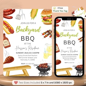 BBQ Digital Invitation, Backyard BBQ Party Invitation, Barbecue Invitation, Pool Party Invitation, Summer Pool Party Invite, Grill Party.