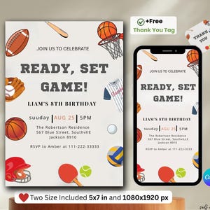Let’s Have a Ball Sports Birthday Invitation, Editable Baseball Football  Soccer Party Invite for Kids, Basketball Party Invite,Sports Theme