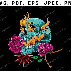 Floral Skull Svg, Skull with Flower Svg, Skull with Roses Svg, Skull Roses Png, sugar skull svg, skull head svg, flower skull svg, skull svg