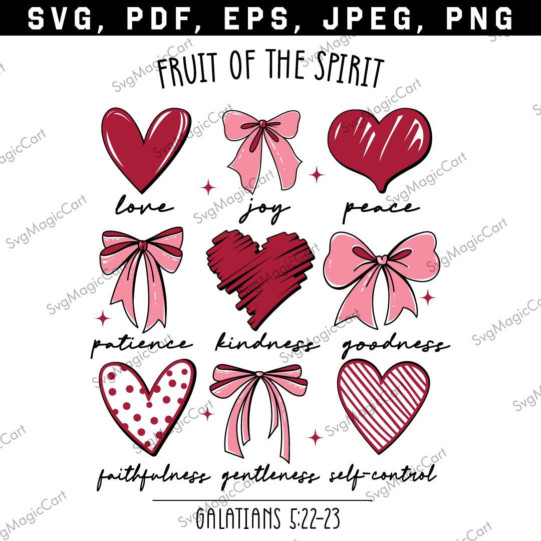 Fruit of the Spirit Christian Hearts Galatians 5:22-23 PNG SVG - Etsy