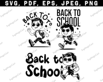 Paquete SVG de regreso a clases, Tour de regreso a clases SVG, Letrero de regreso a clases SVG, Marcador SVG, Letrero del primer día de clases SVG, Niño regresa a clases