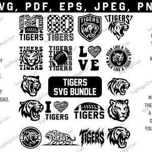 Paquete SVG de los Tigres, Fútbol americano de los Tigres de secundaria, Camiseta de tigre SVG, Fútbol americano de los Tigres, Garra de los Tigres SVG, Tigre PNG, Espíritu escolar de los Tigres