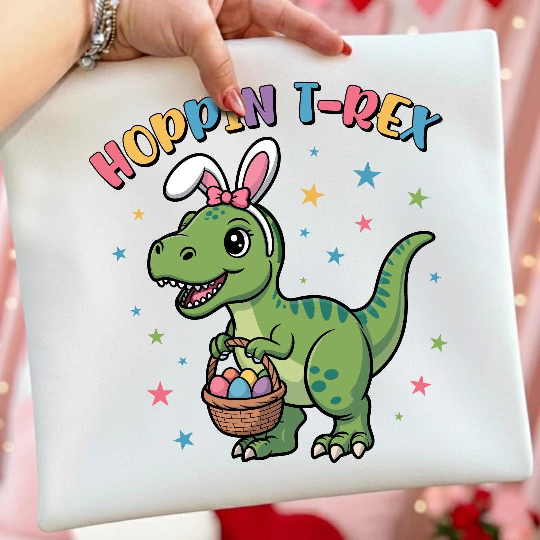 Hoppin 'T-Rex Pâques SVG, Clipart drôle de dinosaure, conception d ...