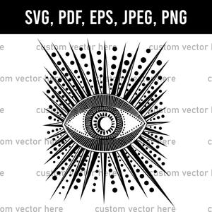All seeing eye svg, third eye svg, esoteric clip art, evil eye cut files, evil eye designs, eye stencil template, tattoo svg, tattoo design