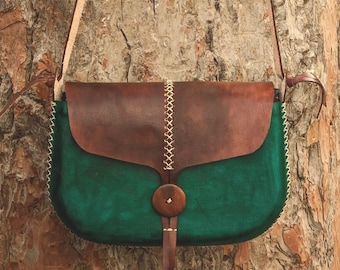 Bolso bandolera de piel auténtica para mujer, hecho a mano, con correa ajustable, ligero y práctico para uso diario.