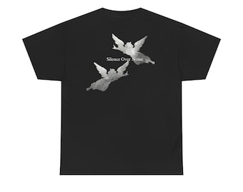 Men's Angel Graphic T-Shirt, Minimal Streetwear, Silence Over Noise Tee, Vintage Style Clothing