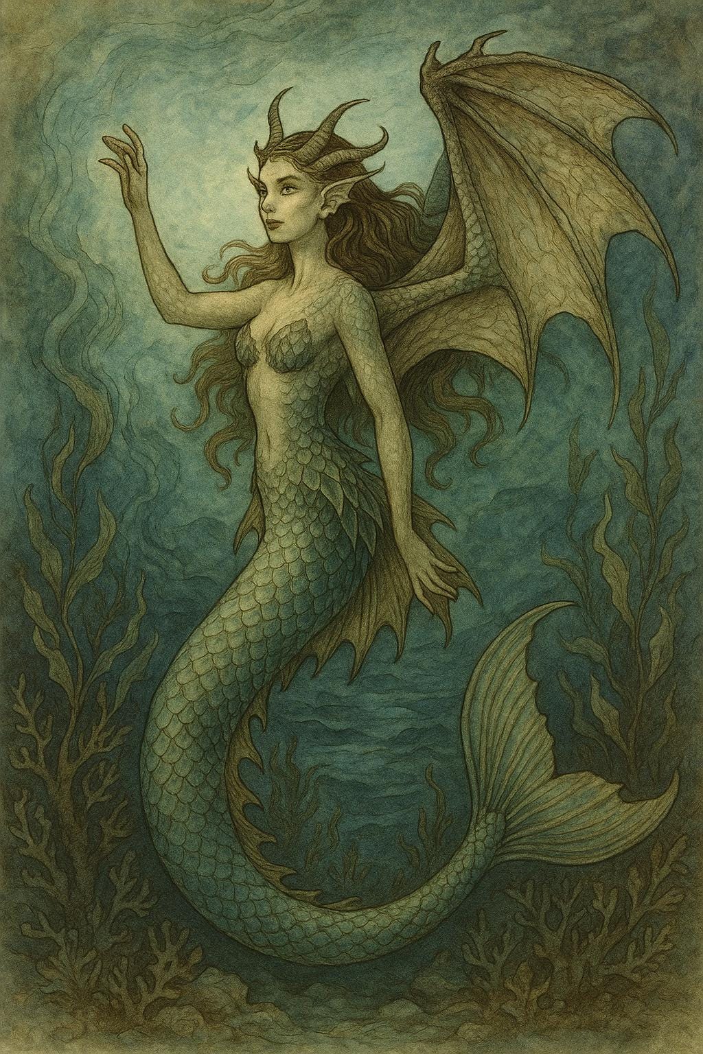 Mermaid Dragon Fantasy MermaidxDragon Ocean Booktok Bookish Mermaid Room Doom Room Decor Mystical