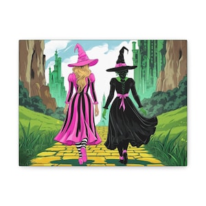Matte Canvas, Stretched, 1.25&quot; Wicked--Movie Poster, Art Prints, Home Decor,Wall Art,Canvas Unframed For Good Elphaba Glinda Inspired Art