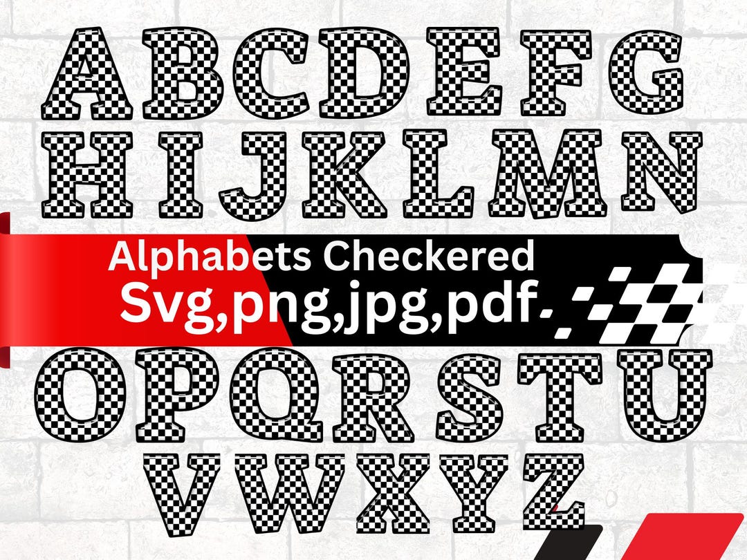 Letter R Checkered Racing Checkered Alphabet Svg Bundle A-z, Racing Flag Letters & Numbers ...