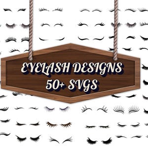 50 + Damen Wimpern SVG, Damen Augenbrauen SVG, zwinkernde Wimpern SVG, Mascara Augen, Auge Clip Art, Cricut Silhouette-Dateien