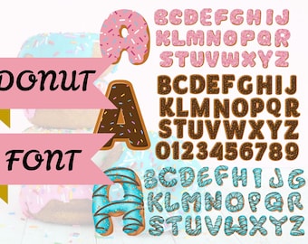 Donut Font SVG PNG: Sprinkle Alphabet Letters, A-Z and 0-9 (Digital Download)