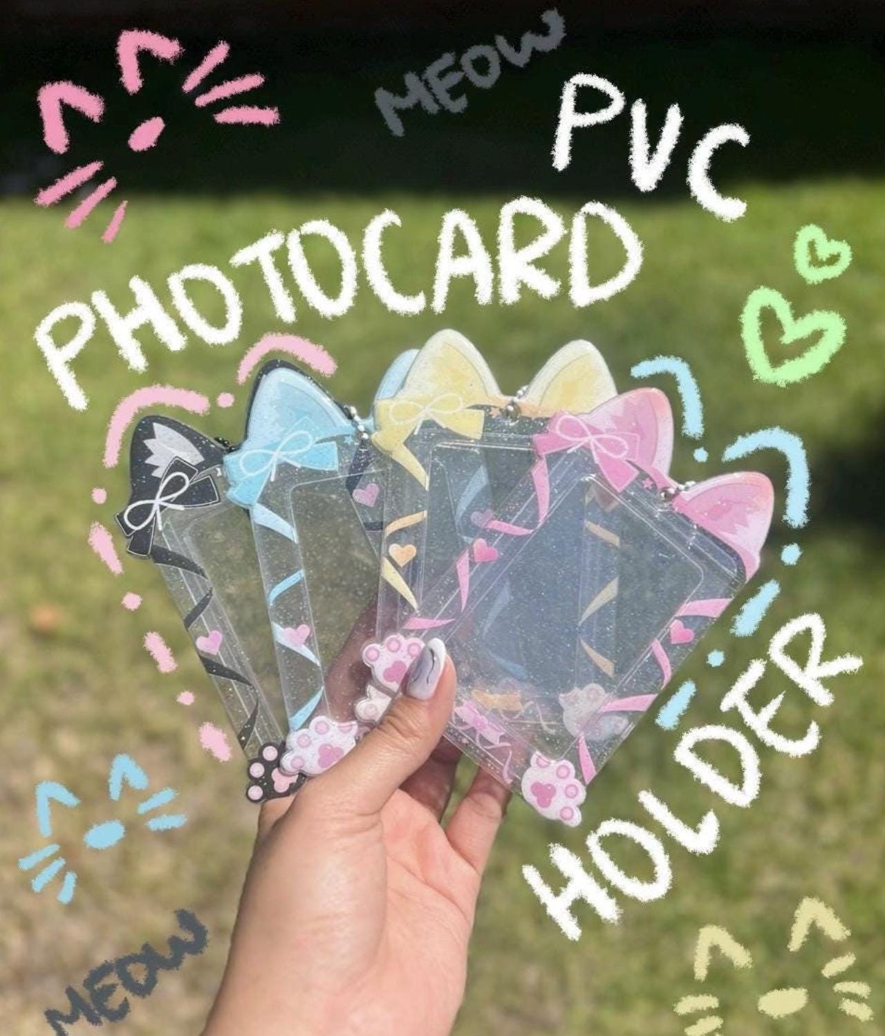 K-pop Photocard Holder: Sparkling Lace Cat Ears Keychain